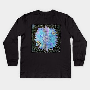 Flower and Butterfly mandala Kids Long Sleeve T-Shirt